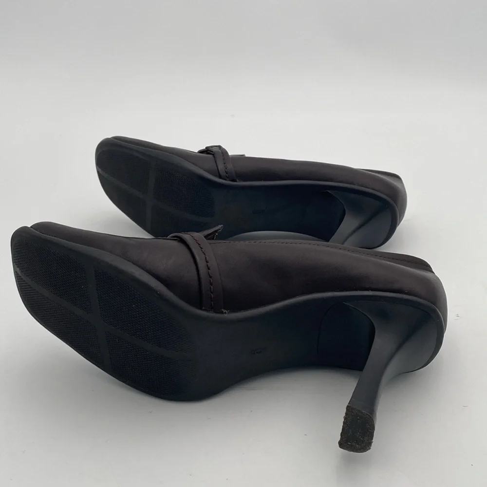Vintage Maripe Brown Women Heels 6 pump leather slip on office casual retro Y2K